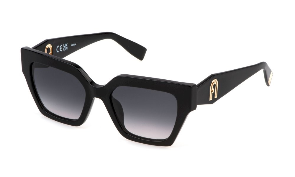 Sunglasses Furla SFU811 (0700) color nero lucido lenses smoke gradient