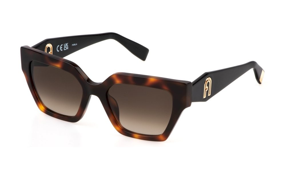 Sunglasses Furla SFU811 (0752) color avana scura lucida lenses brown gradient