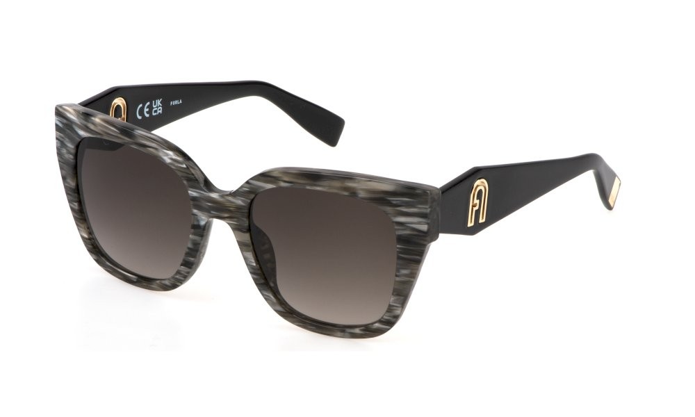 Sunglasses Furla SFU812 (06BZ) color grigio striato lenses smoke gradient smoke