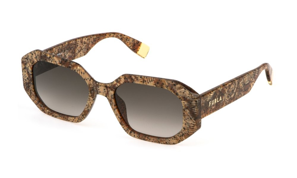Sunglasses Furla SFU815 (0V83) color avana/madreperla lucida lenses smoke gradient smoke