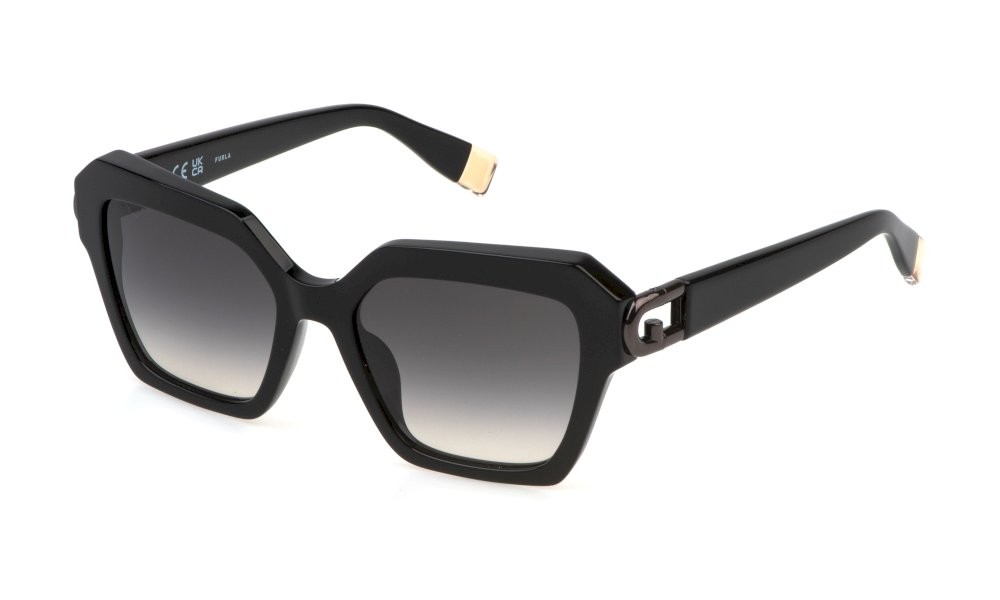 Sunglasses Furla SFU817 (700Y) color nero lucido lenses smoke gradient
