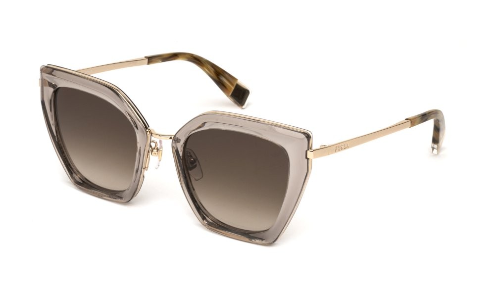 Sonnenbrillen Furla SFU821 (7T1Y) farbe beige chiaro trasp.lucido gläser brown gradient