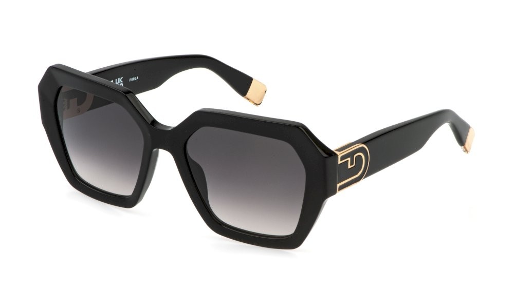 Sunglasses Furla SFU880 (0700) color nero lucido lenses smoke gradient