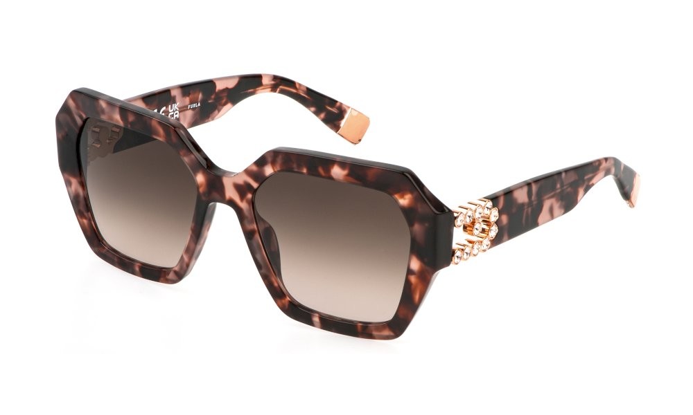 Sunglasses Furla SFU880S (0XAP) color fantasia marrone lenses brown gradient pink