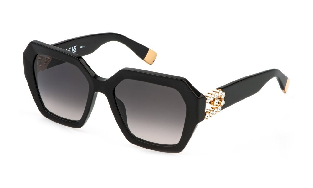Sunglasses Furla SFU880S (700S) color nero lucido lenses smoke gradient