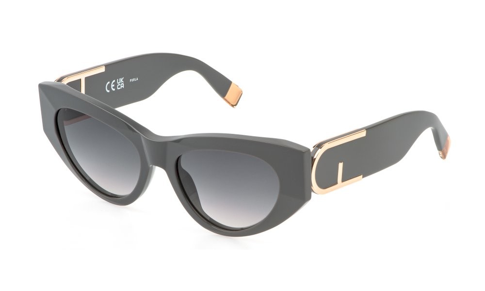 Sunglasses Furla SFU881 (0GFS) color grigio pieno lenses smoke gradient beige