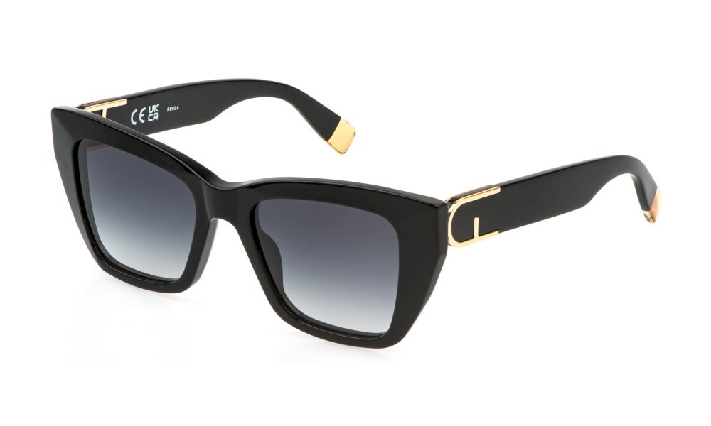 Sunglasses Furla SFU882 (0700) color nero lucido lenses smoke gradient