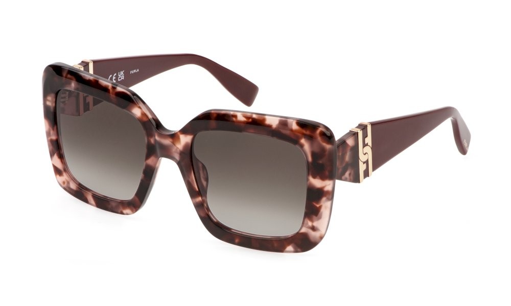 Sunglasses Furla SFU883 (0XAP) color fantasia marrone lenses brown gradient pink