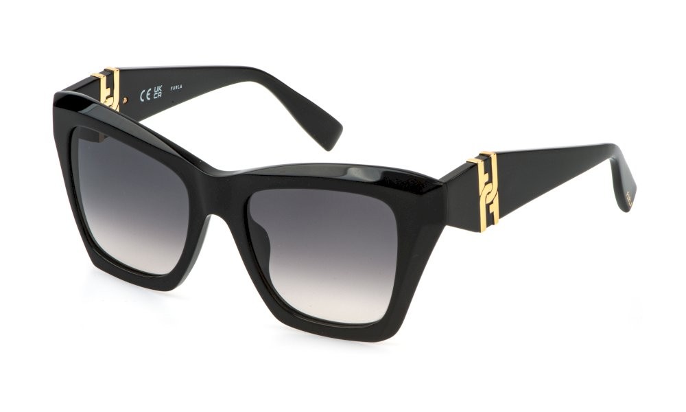 Sunglasses Furla SFU884 (0700) color nero lucido lenses smoke gradient
