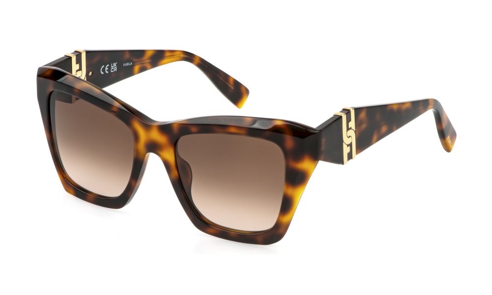 Sunglasses Furla SFU884 (0752) color avana scura lucida lenses brown gradient