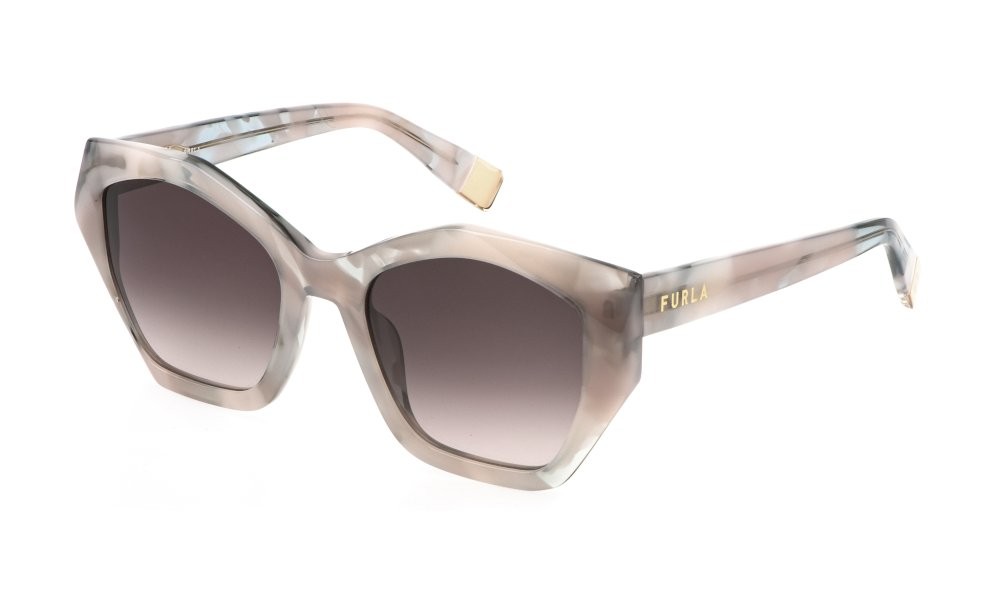 Sunglasses Furla SFU885 (0GL8) color fantasia grigio lenses brown gradient pink