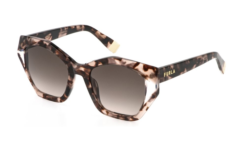 Sunglasses Furla SFU885V (0XAP) color fantasia marrone lenses brown gradient pink