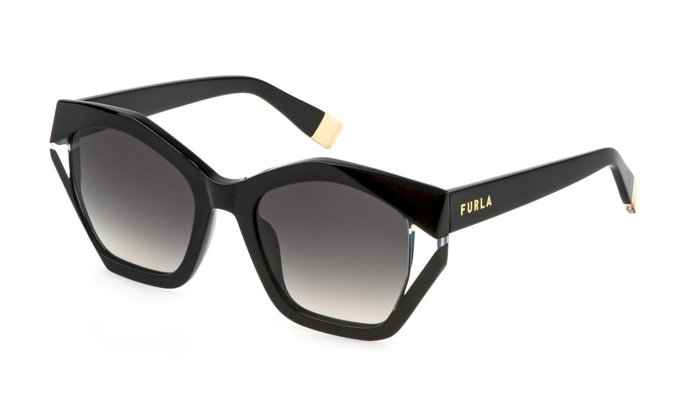Sunglasses Furla SFU885V (700Y) color nero lucido lenses smoke gradient