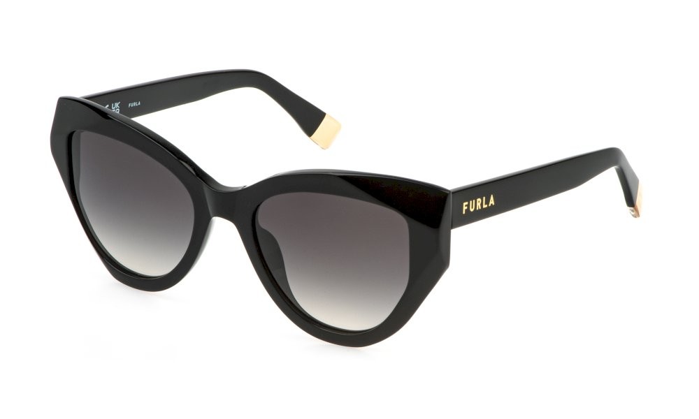 Sunglasses Furla SFU886 (0700) color nero lucido lenses smoke gradient
