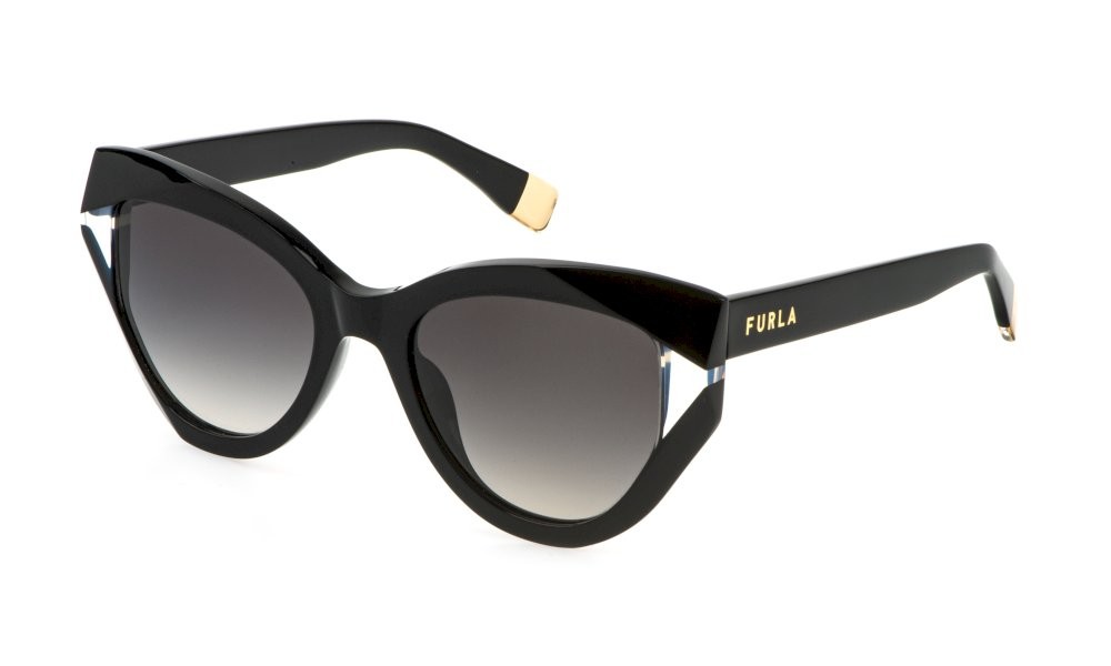 Sunglasses Furla SFU886V (700Y) color nero lucido lenses smoke gradient