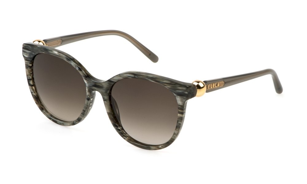 Sunglasses Furla SFU887 (06BZ) color grigio striato lenses smoke gradient smoke