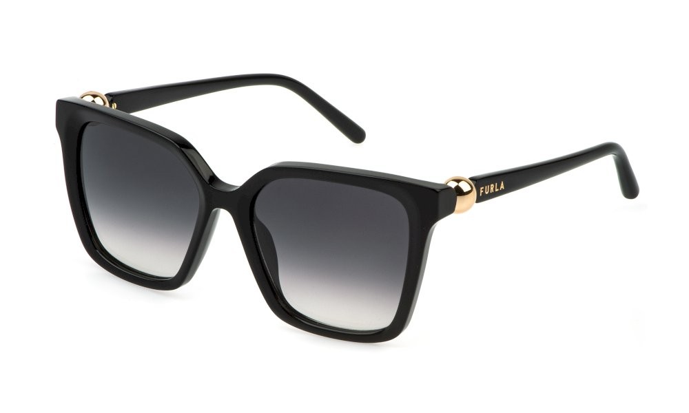 Sunglasses Furla SFU888 (0700) color nero lucido lenses smoke gradient
