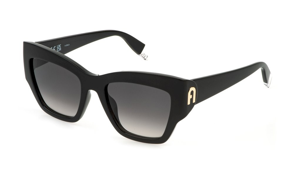 Sunglasses Furla SFU891 (0Z42) color nero lucido totale lenses smoke gradient