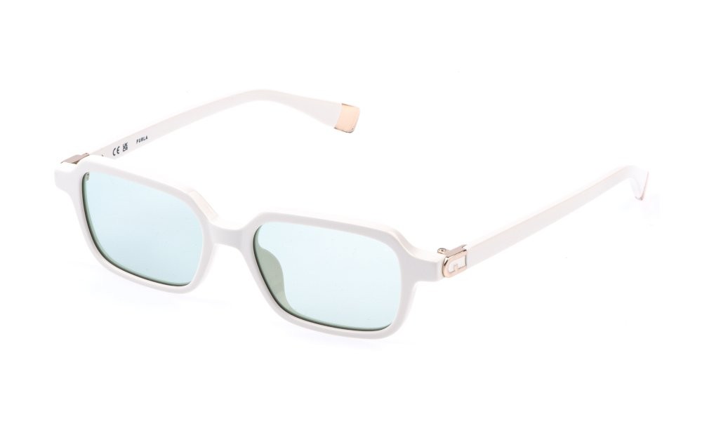 Sunglasses Furla SFU971 (0847) color bianco neve lucido lenses green