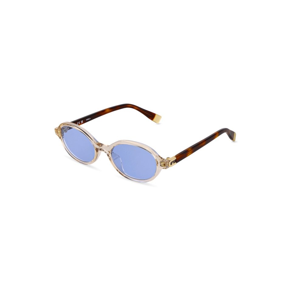 Sunglasses Furla SFU972 (07T1) color beige trasparente lenses blue