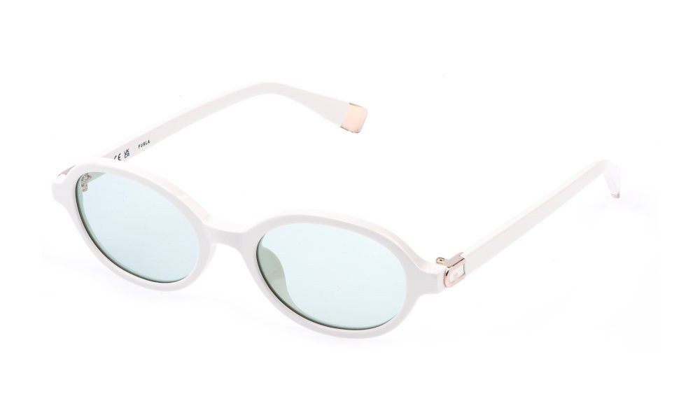 Sunglasses Furla SFU972 (0847) color bianco neve lucido lenses green