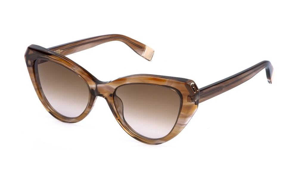 Sunglasses Furla SFU977V (0VBL) color marrone/rosa striato lenses brown gradient pink
