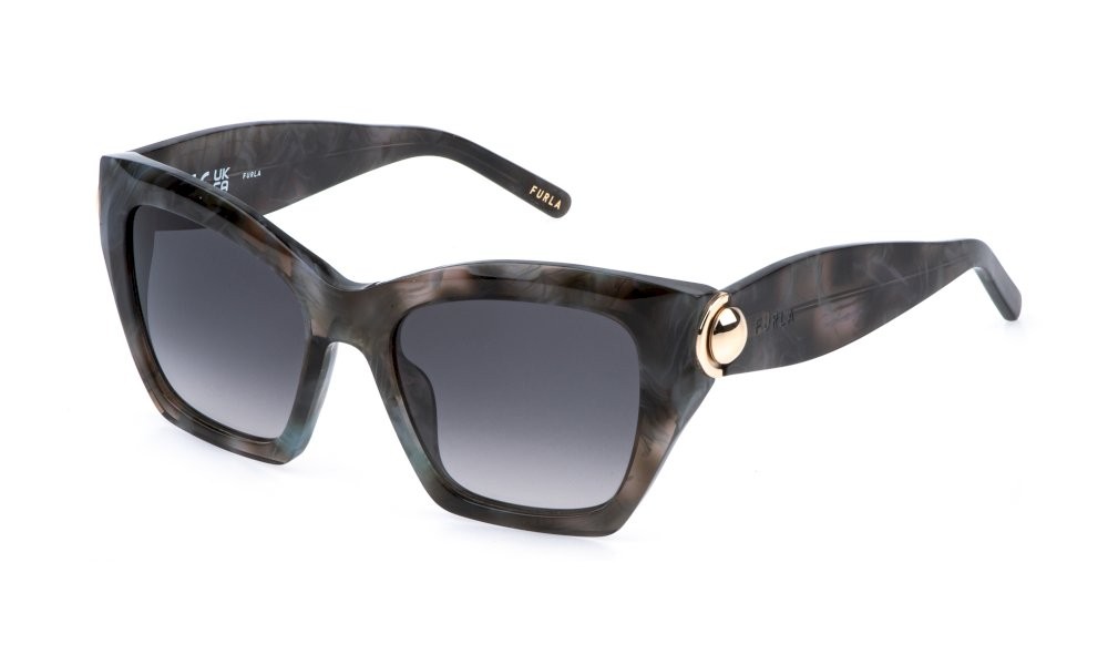 Sunglasses Furla SFU979 (03KA) color avana marrone/grigio lenses smoke gradient