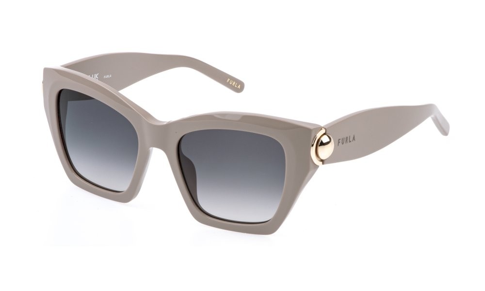 Sunglasses Furla SFU979 (06Y1) color beige lucido lenses smoke gradient