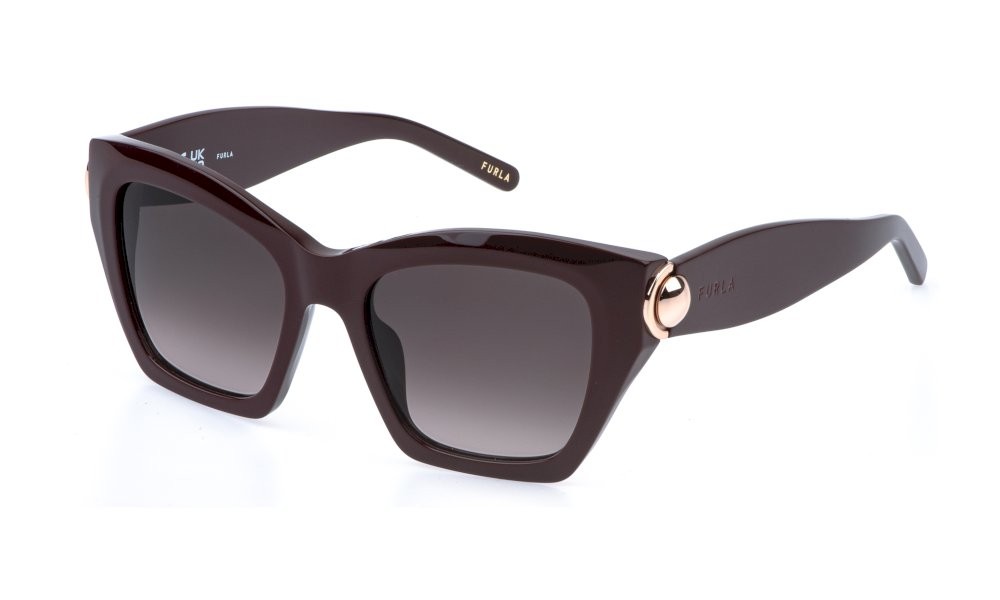 Sunglasses Furla SFU979 (06YW) color marrone pieno lucido lenses brown gradient pink