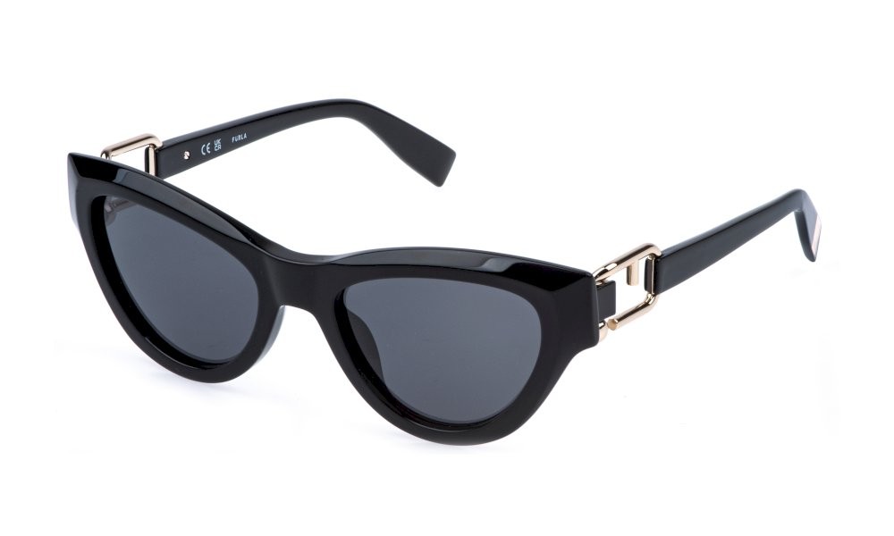 Sunglasses Furla SFU982 (0700) color nero lucido lenses smoke