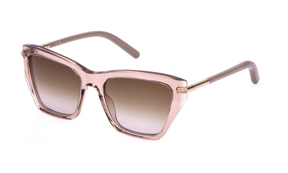 Sunglasses Furla SFU983 (07SP) color cipria trasparente lucido lenses brown gradient pink