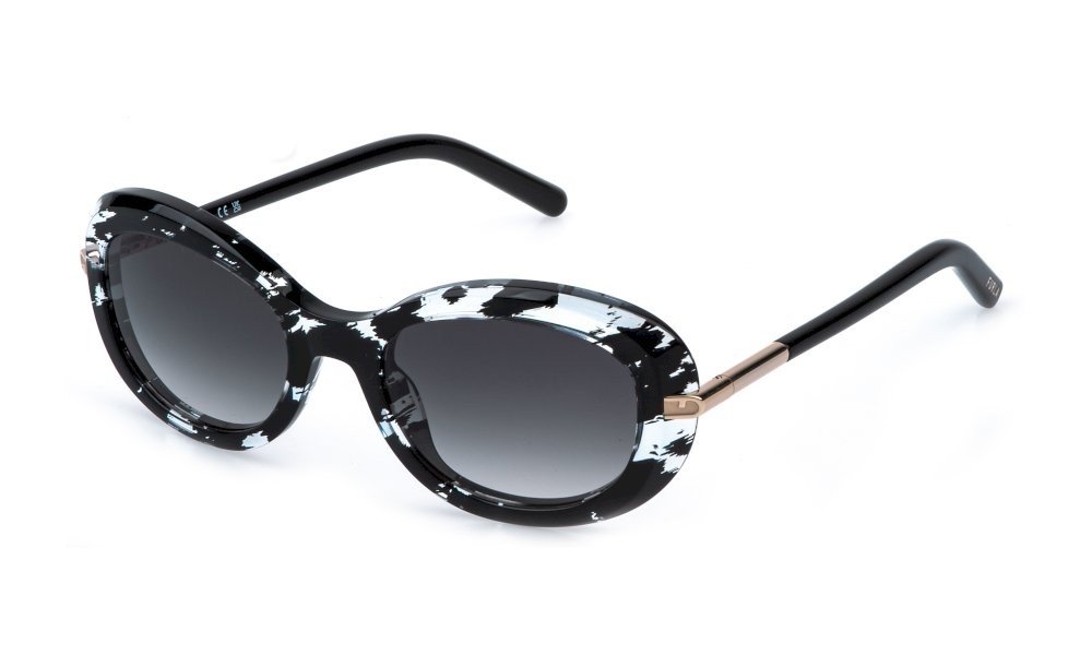 Sunglasses Furla SFU984 (01EN) color cristallo+nero lenses smoke gradient