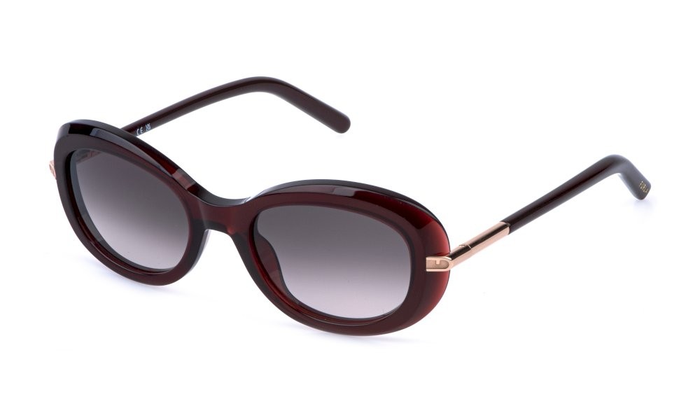 Sunglasses Furla SFU984 (0848) color bordeaux scuro lucido lenses brown gradient pink