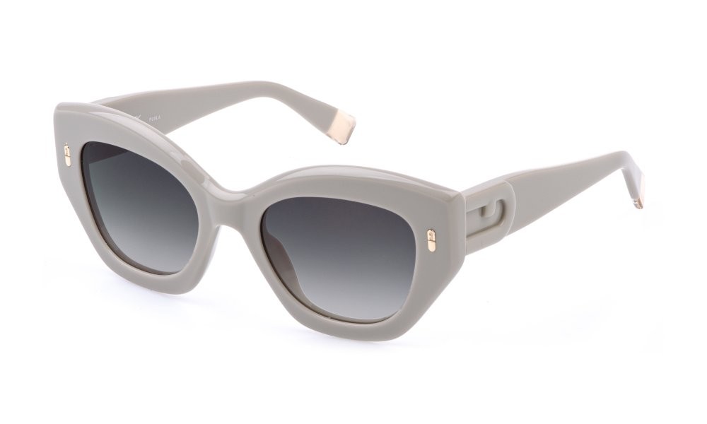 Occhiali da sole Furla SFU985 (0AEC) colore beige pieno lucido lenti smoke gradient