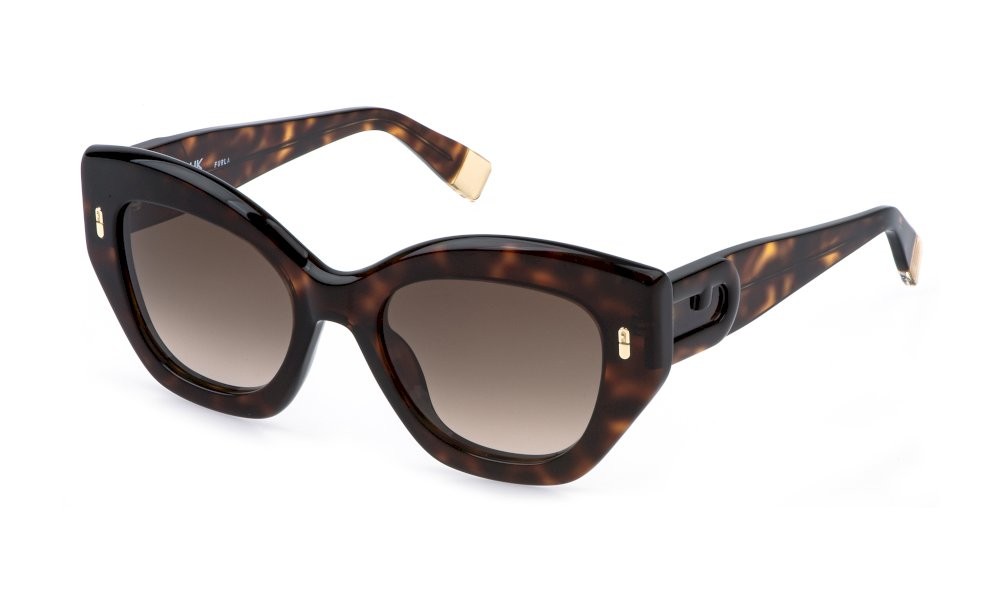Sunglasses Furla SFU985 (0AGH) color avana media lucida lenses brown gradient