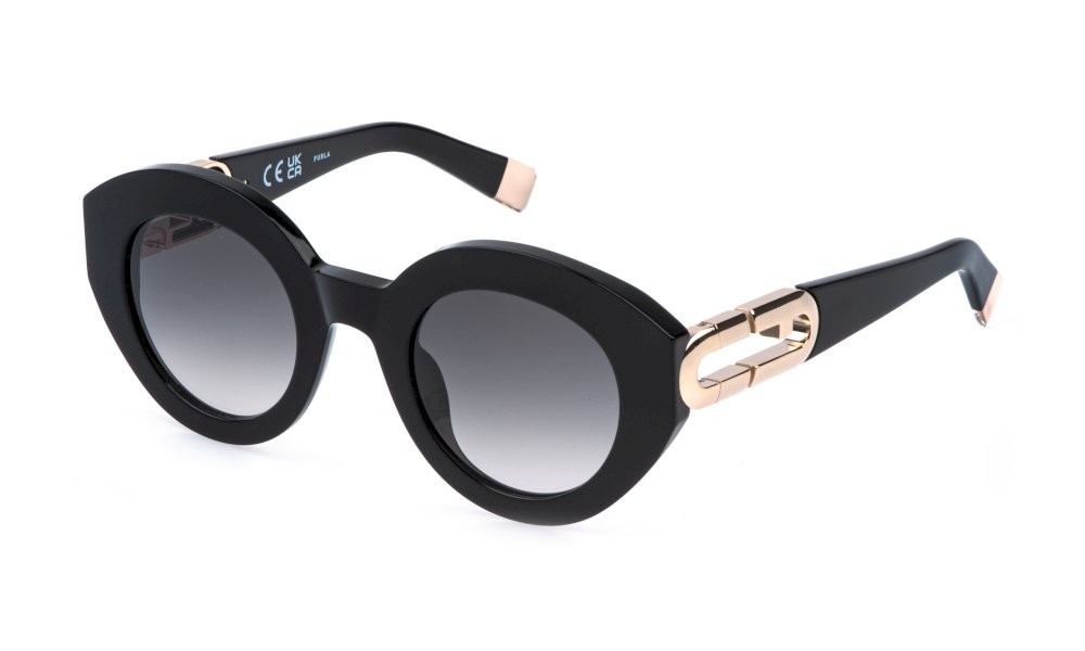 Sunglasses Furla SFU987 (0700) color nero lucido lenses smoke gradient