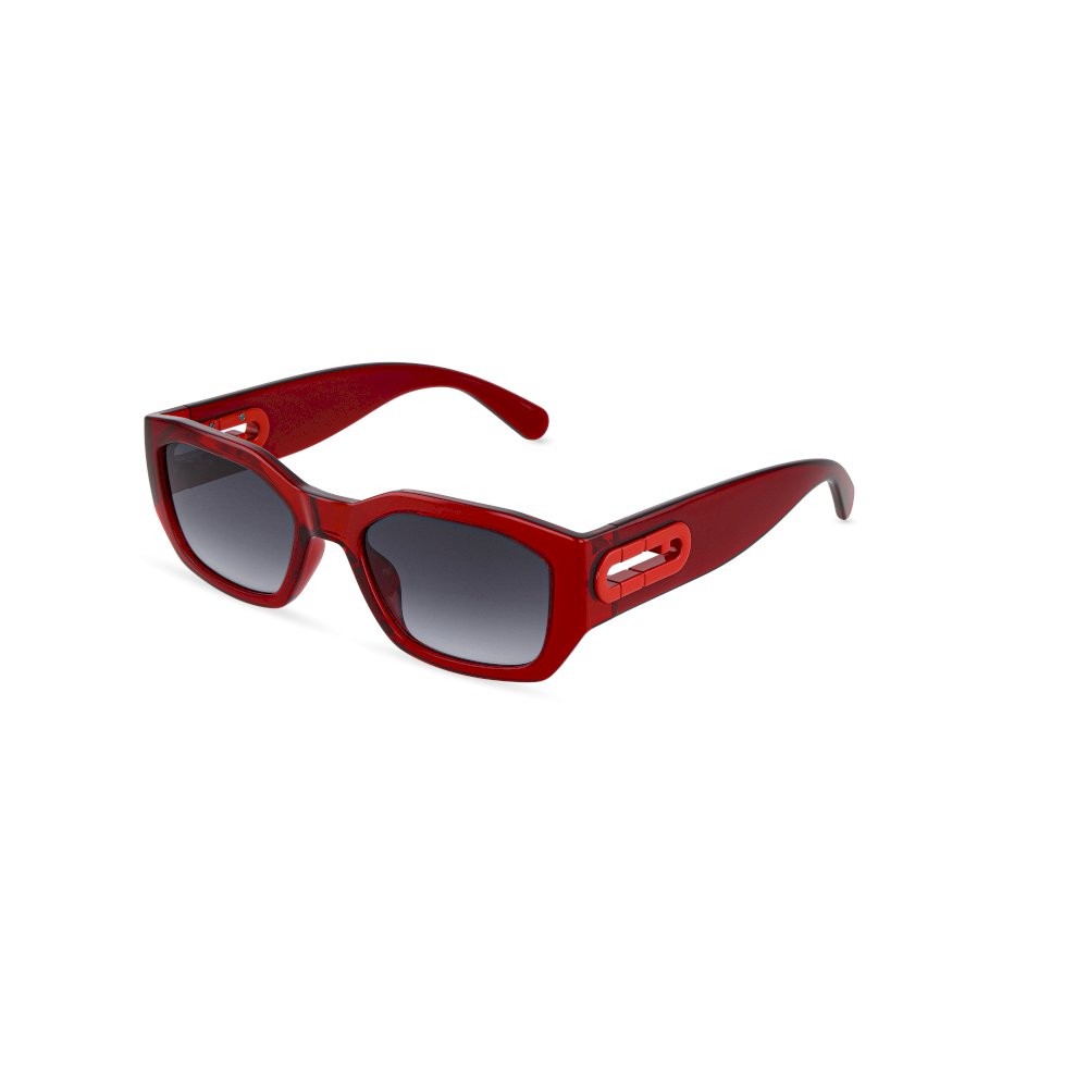 Sunglasses Furla SFUB07 (07ED) color rosso trasparente lucido lenses smoke gradient