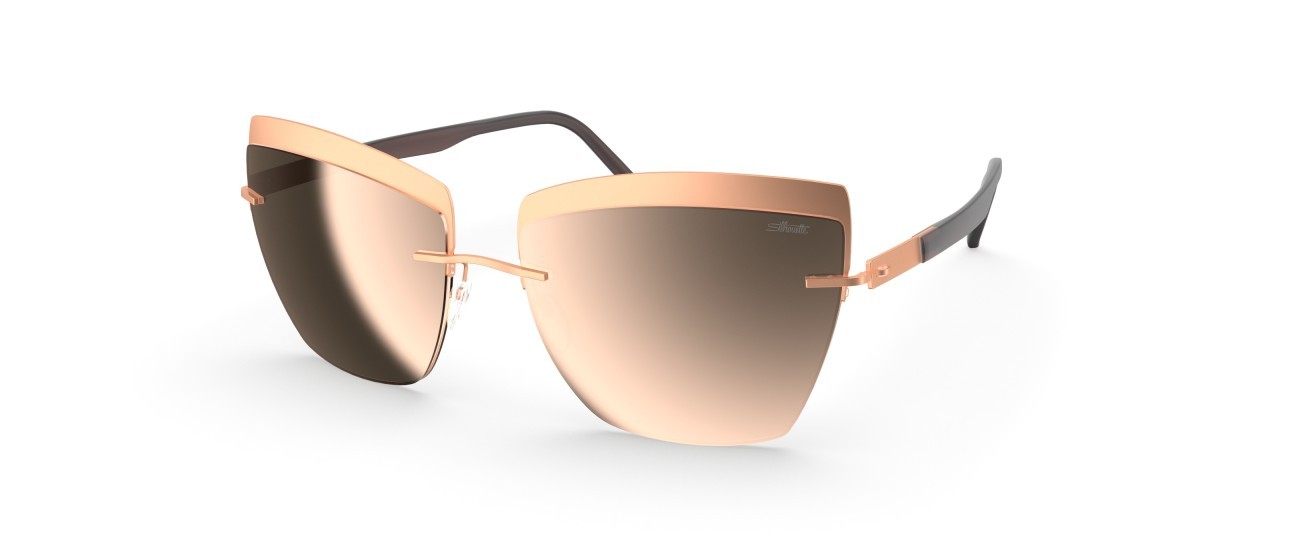 Occhiali da sole Silhouette Accent Shades 08189 3530 colore glossy caramel mirror forma cat eye lenti 3530