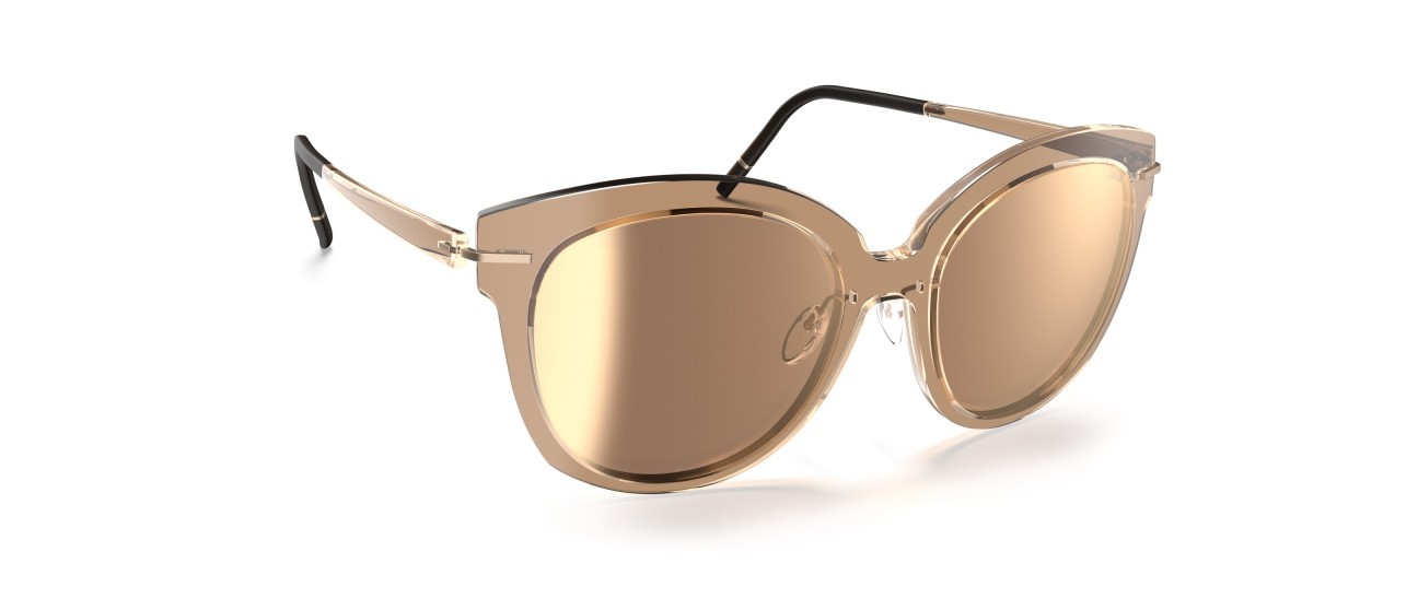 Sunglasses Silhouette Infinity Collection 03194 6030 color glossy caramel mirror shape cat eye lenses 6030
