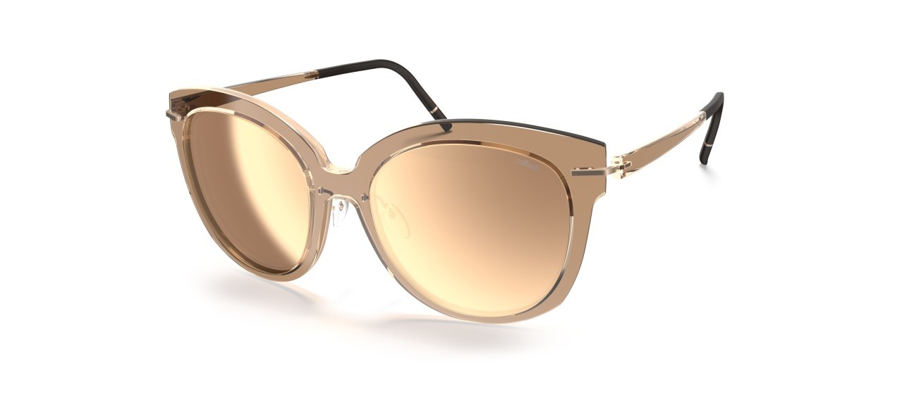 Sunglasses Silhouette Infinity Collection 03194 6030 color glossy caramel mirror shape cat eye lenses 6030