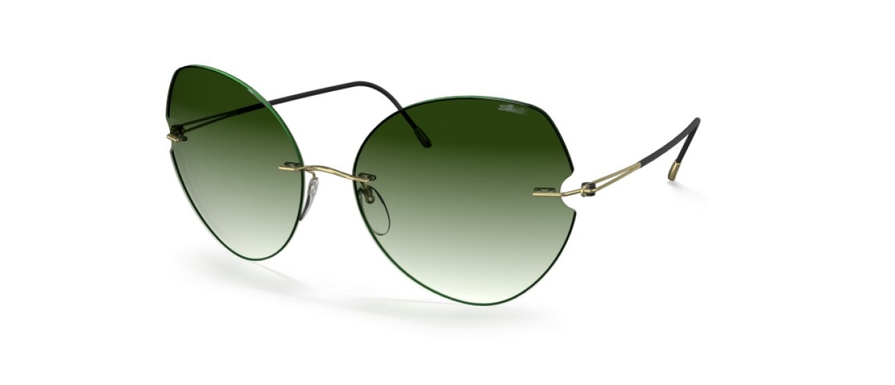Sunglasses Silhouette Rimless Shades 08182 8540 color classic green gradient shape butterfly lenses 8540