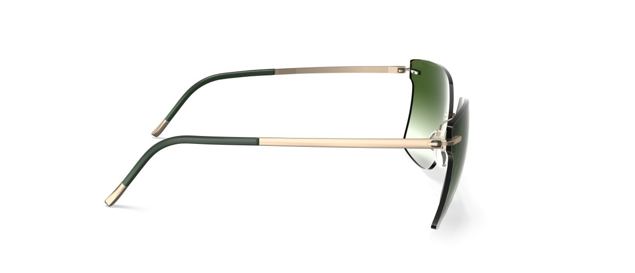 Occhiali da sole Silhouette Rimless Shades 08740 8540 colore classic green gradient forma rettangolare lenti 8540