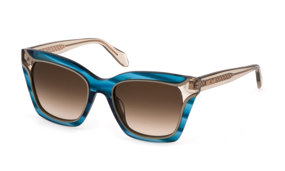 Sunglasses Just Cavalli SJC024V (0931) color verde - blu striato lucido lenses brown grad.