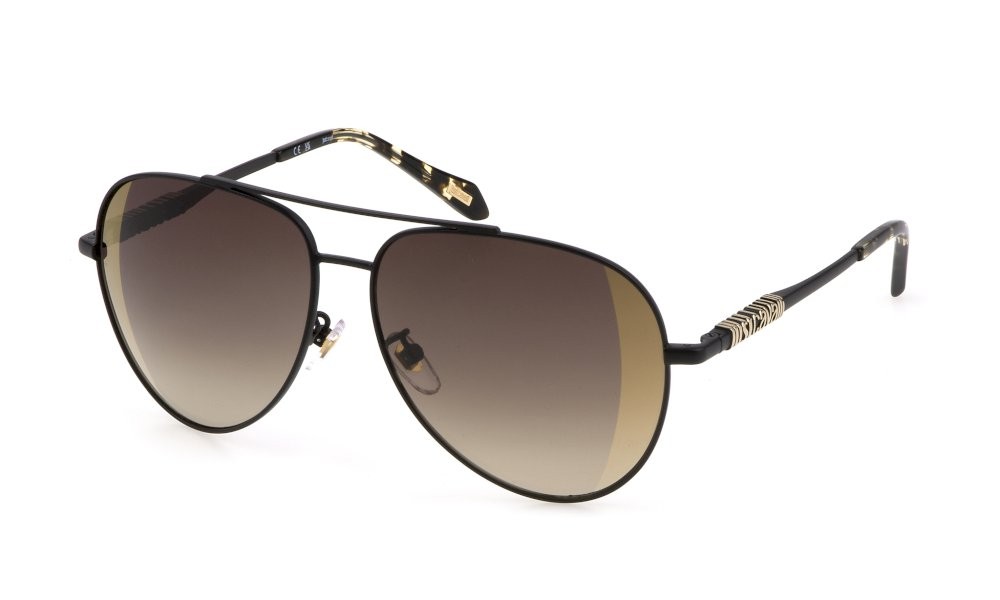 Sonnenbrillen Just Cavalli SJC029 (305G) farbe nero opaco - oro rosè  gläser logomania - brown grad. mirror gold