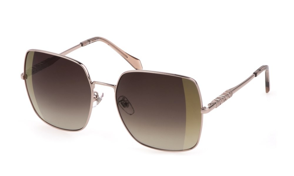 Sonnenbrillen Just Cavalli SJC031 (F86G) farbe oro rosso lucido c/parti opache gläser logomania brown gradient - mirror gold