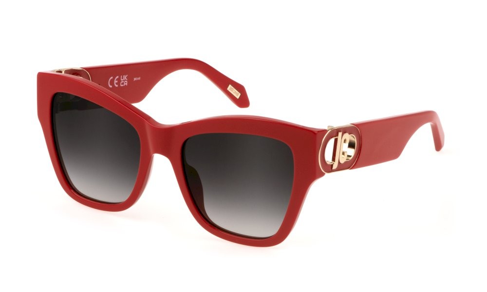 Sunglasses Just Cavalli SJC037 (06XX) color rosso pieno lucido lenses smoke gradient