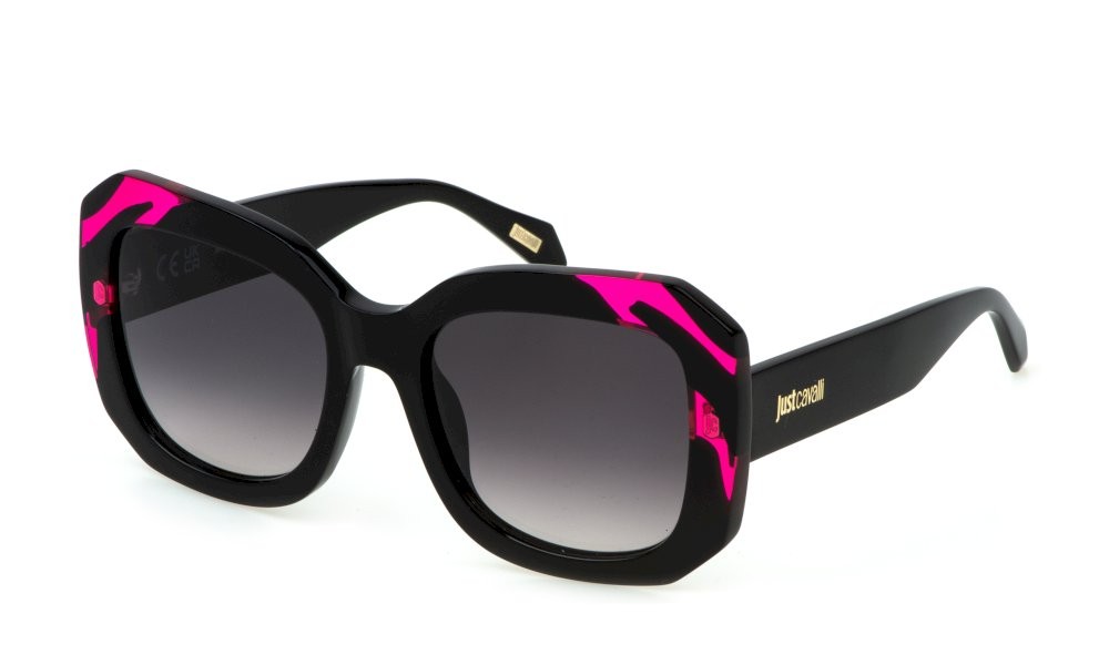 Occhiali da sole Just Cavalli SJC085 (09P2) colore nero+rosa lucido lenti smoke gradient