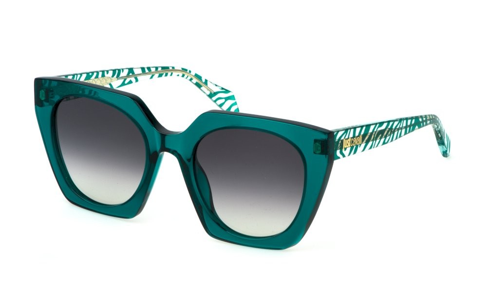 Sunglasses Just Cavalli SJC088V (0998) color verde trasparente lucido lenses smoke gradient
