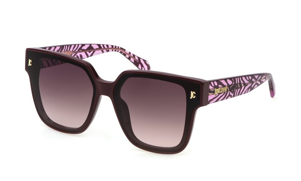 Sunglasses Just Cavalli SJC089V (09FD) color prugna pieno lucido lenses brown gradient pink