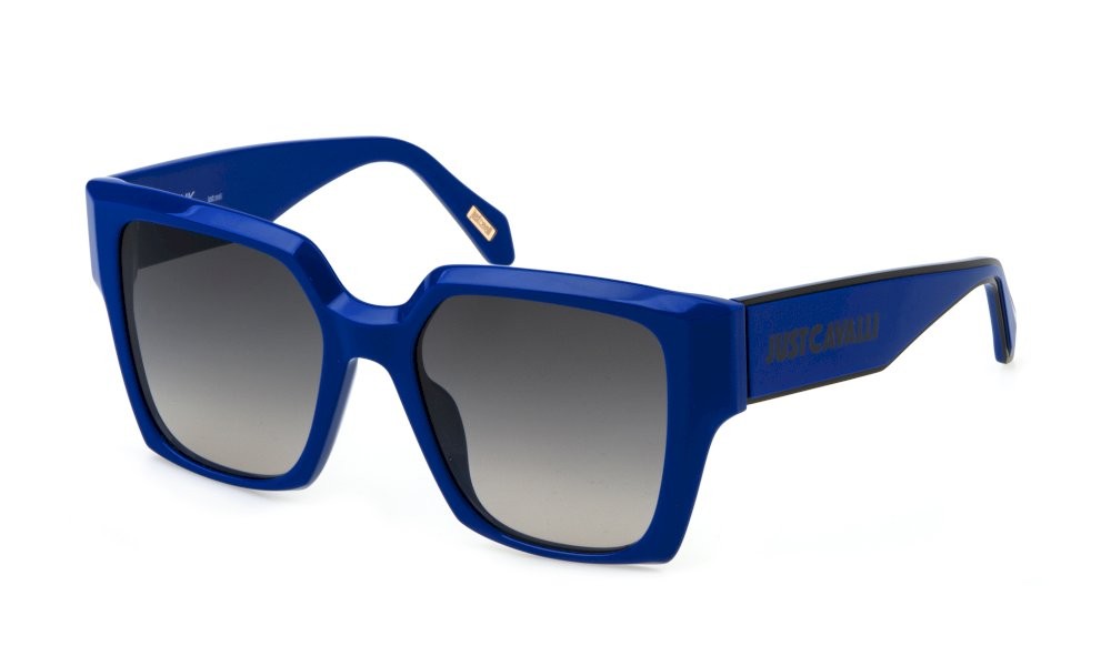 Sunglasses Just Cavalli SJC091V (09LJ) color blu pieno lucido lenses smoke gradient smoke